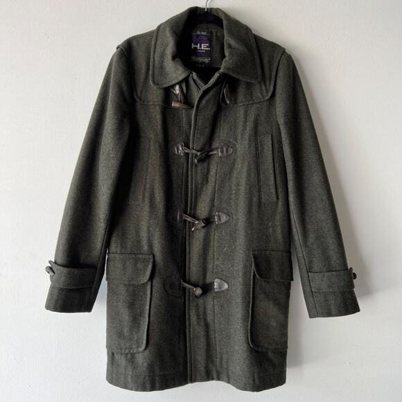 HE by Mango Mens Duffel Coat in Green